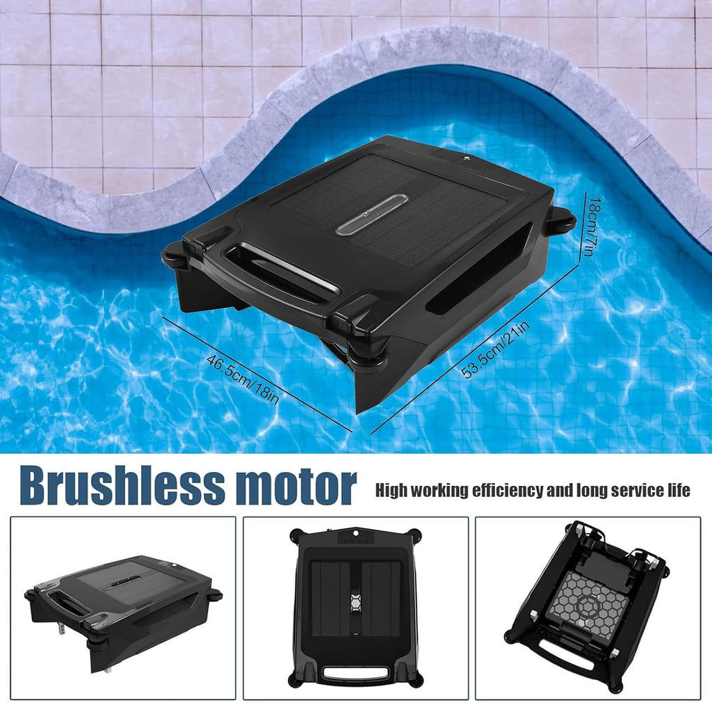 Pool Robot,Pool Skimmer Robot with Solar Panel Automatically Design,Automatic Robotic Pool Cleaner 80㎡ 450um Brushless Motor Solar Robotic Pool Skimmer with Auto Obstacle Avoidance