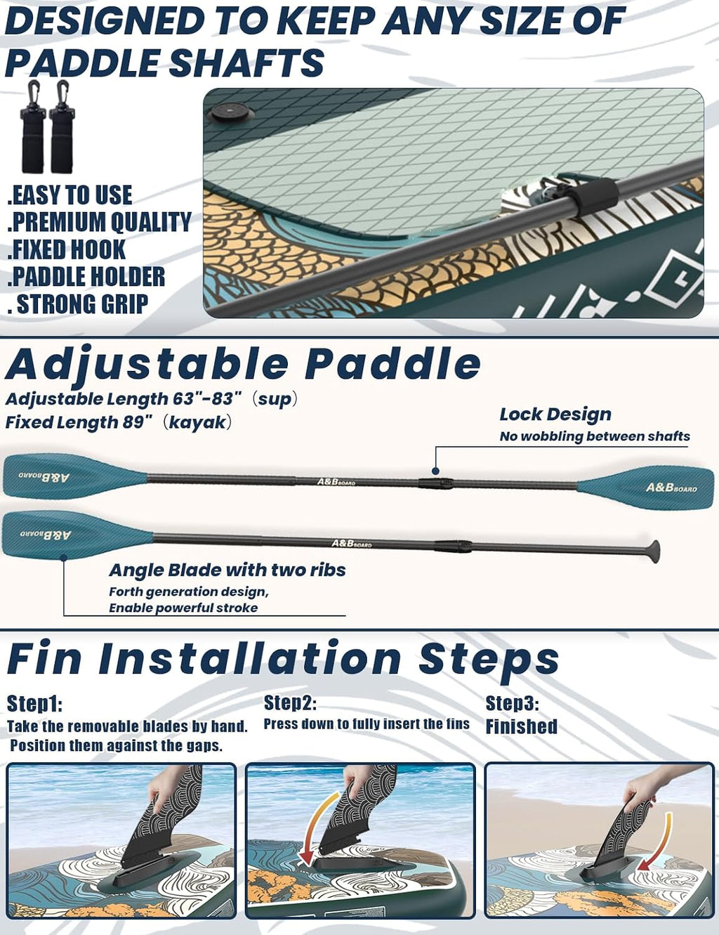 ABBOARD Inflatable Stand Up Paddle Board - Extra Wide Fishing Paddleboard with Sup Accessories Youth/Adults