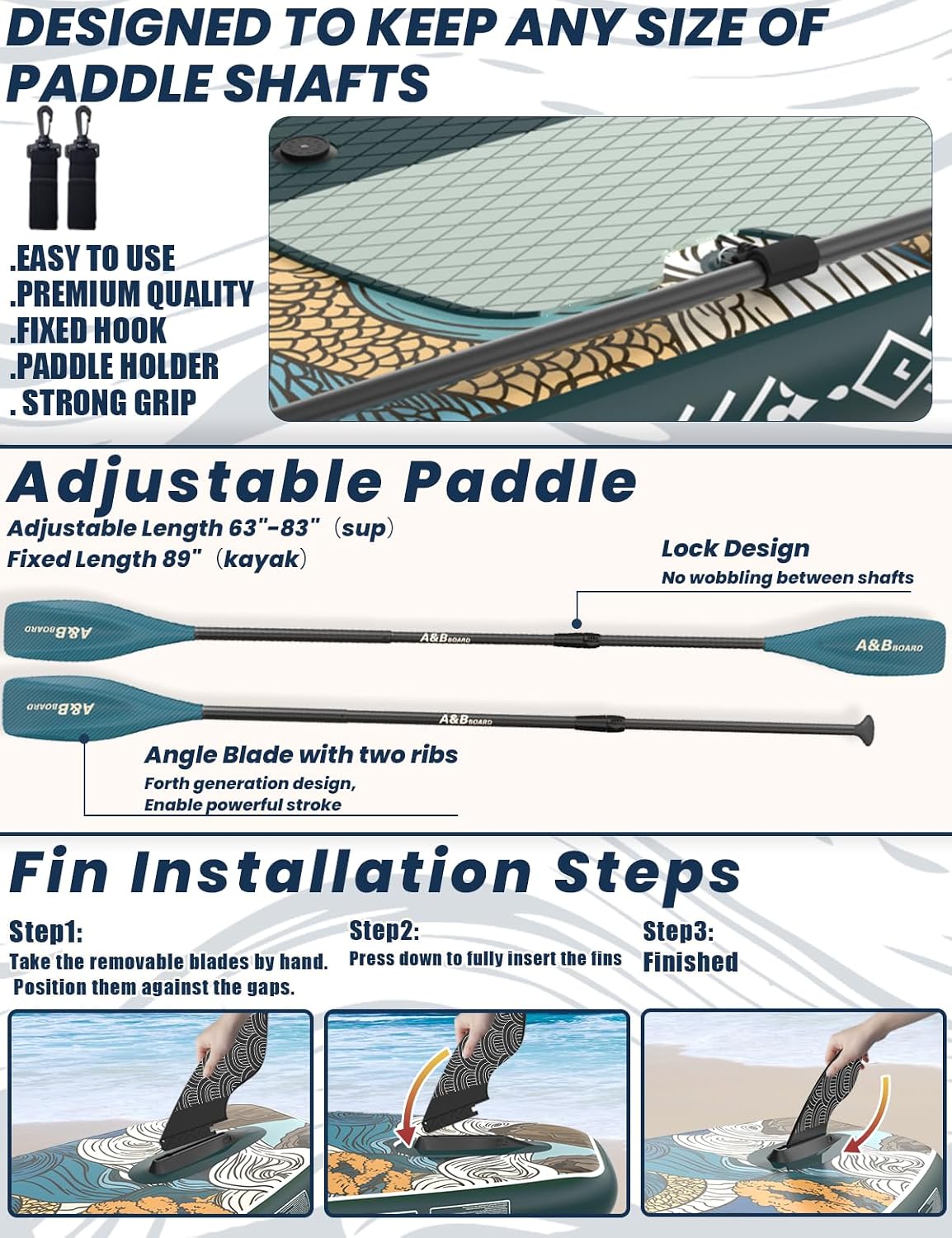 ABBOARD Inflatable Stand Up Paddle Board - Extra Wide Fishing Paddleboard with Sup Accessories Youth/Adults