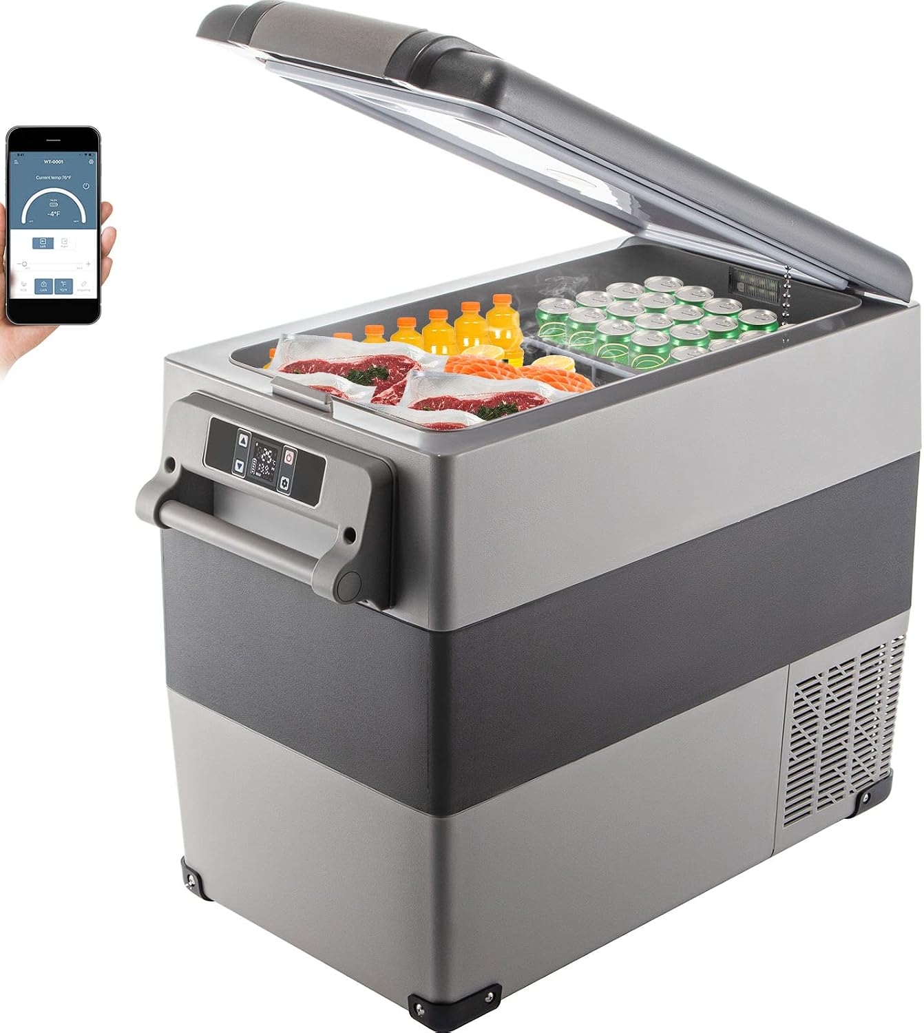 Happybuy 12 Volt Refrigerator, 58 Qt Dual Zone Portable Freezer with 12/24V DC and 110-240V AC, for Vehicles & Home, Compressor Cooler