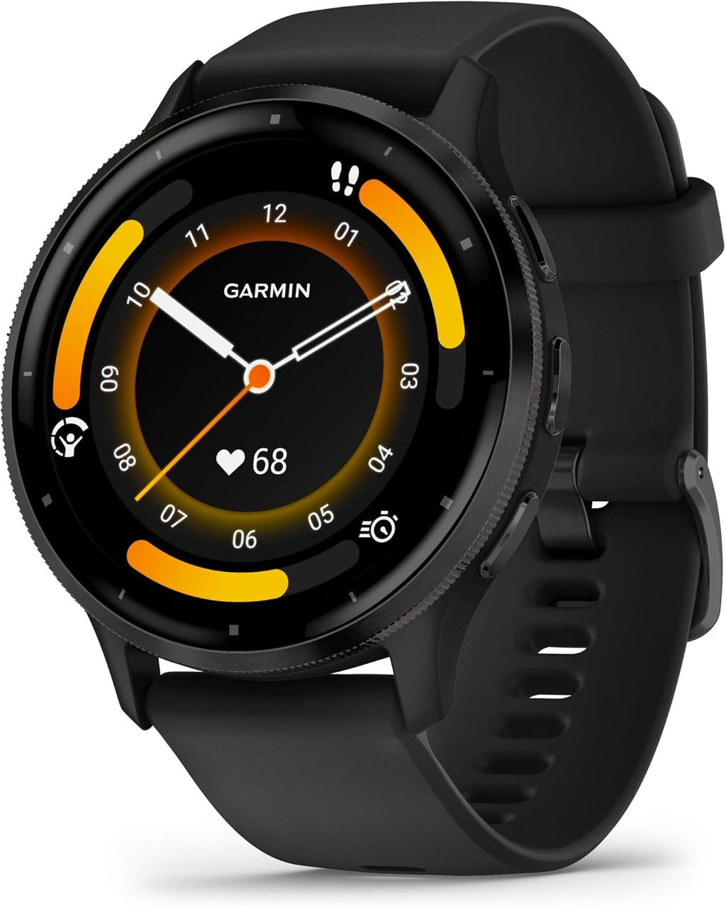 Garmin Venu 3 Advanced Fitness and Health Tracker Smart Watch with Slate Stainless Steel Bezel and 45 MM Black Case and Silicone Band 1.4 Inch AMOLED Touch Screen Display