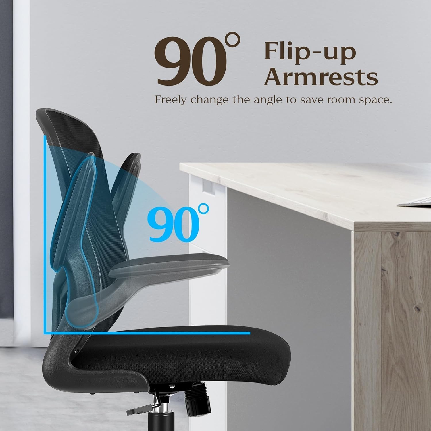 FelixKing Office Desk Chairs, Ergonomic PC Desk Chair with Wheels, Adjustable Lumbar Support and Height, Swivel Computer Chair with Flip-up Armrests and Ergo Mesh Backrest(Black, Pack of 8)