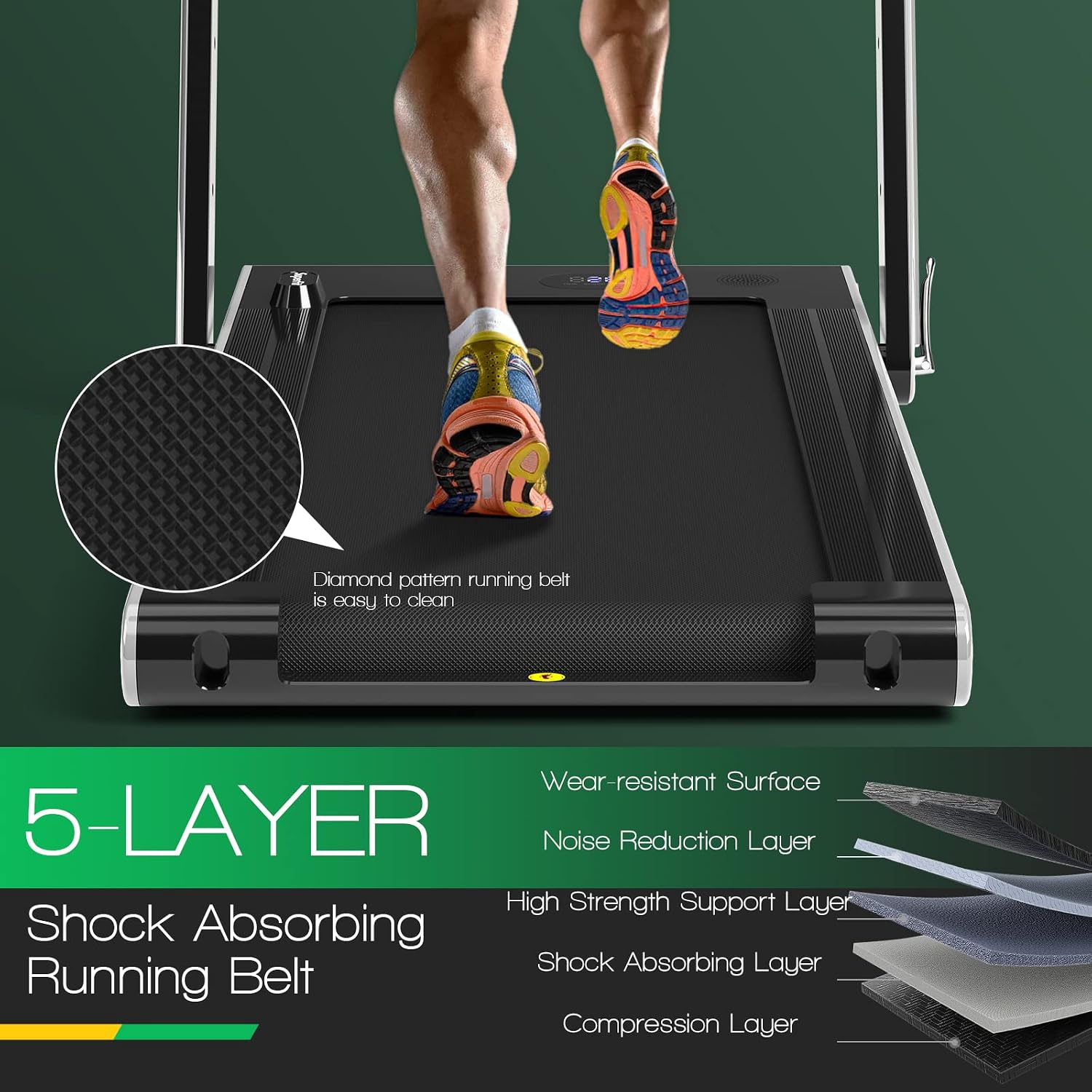 GYMAX Folding Treadmill, Smart APP Control Running Machine, LED Monitor & Adjustable Device Holder, Portable Treadmill for Home Gym Small Apartment