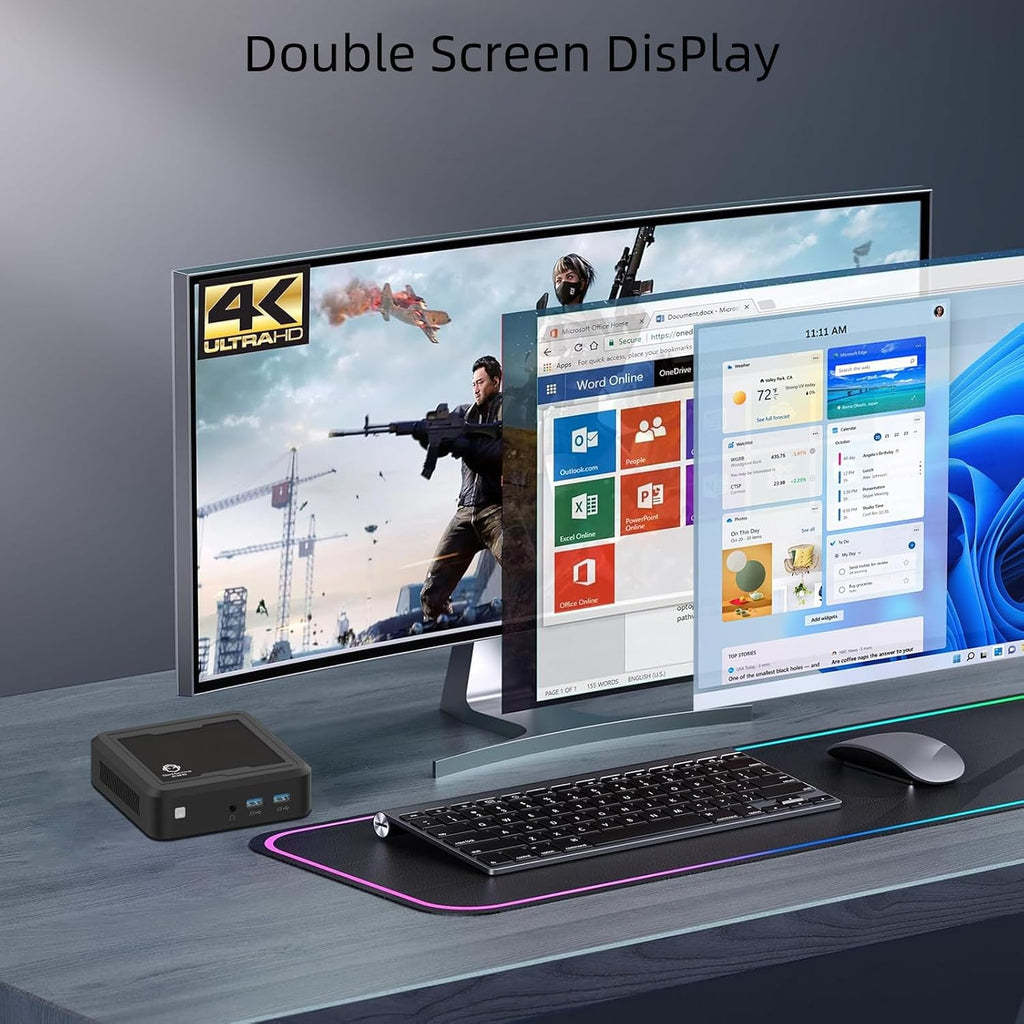 Mini PC,AMD Ryzen 3 2200U Mini Computers Up to 3.4GHz 2c/4t, 8GB DDR4, 256GB SSD & M.2 NVME Mini Gaming PC with Dual HDMI Display/Wifi5/BT4.2 Gaming/Office/Design