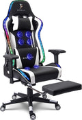 Gaming Chair with Speakers, Ergonomic Massage PC Chair, Comfortable Computer Recliner with Footrest and Adjustable Lumbar Support, Video Gaming Chair for Adult Kids.,White