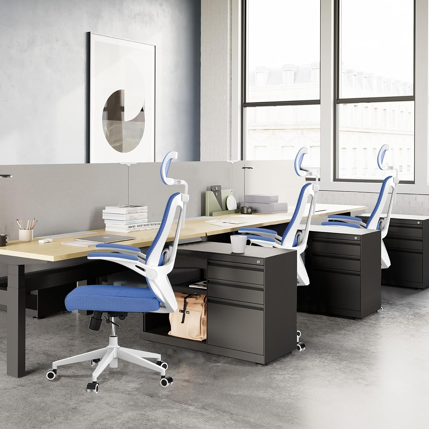 balmstar Ergonomic Office Chair Desk Chair - Mesh Computer Chair with 360° Swivel Wheels, Adjustable 90-130° Recline & Lumbar Support for Home Office, Supports up to 350lbs
