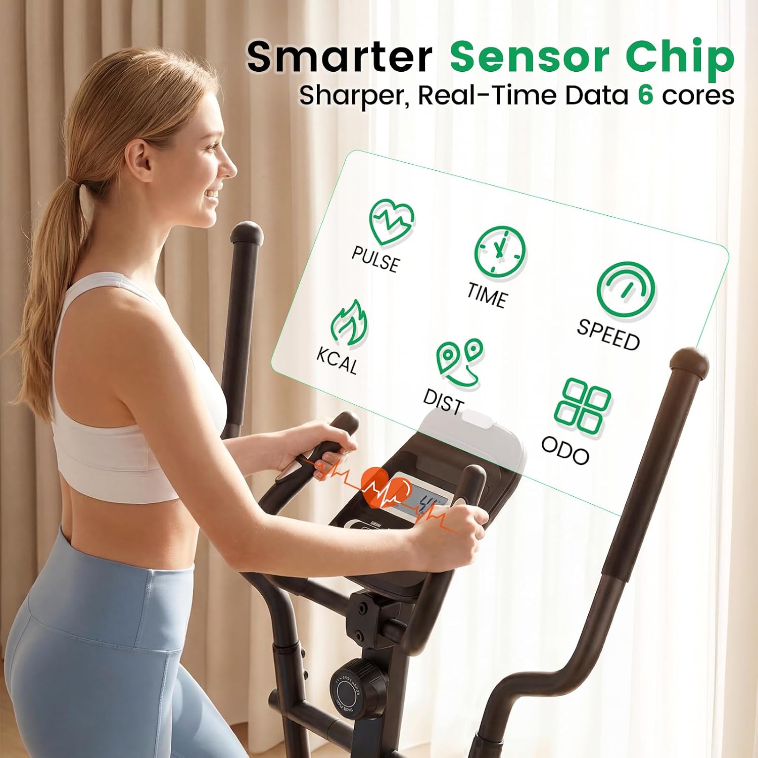 Elliptical Exercise Machine, Elliptical Machine for Home with Ultra-Smooth Magnetic Resistance,Elliptical Trainer with 14 Levels, 15.5'-18' Stride 500lb Loading, Home Gym Equipment 95% Pre-Assembled