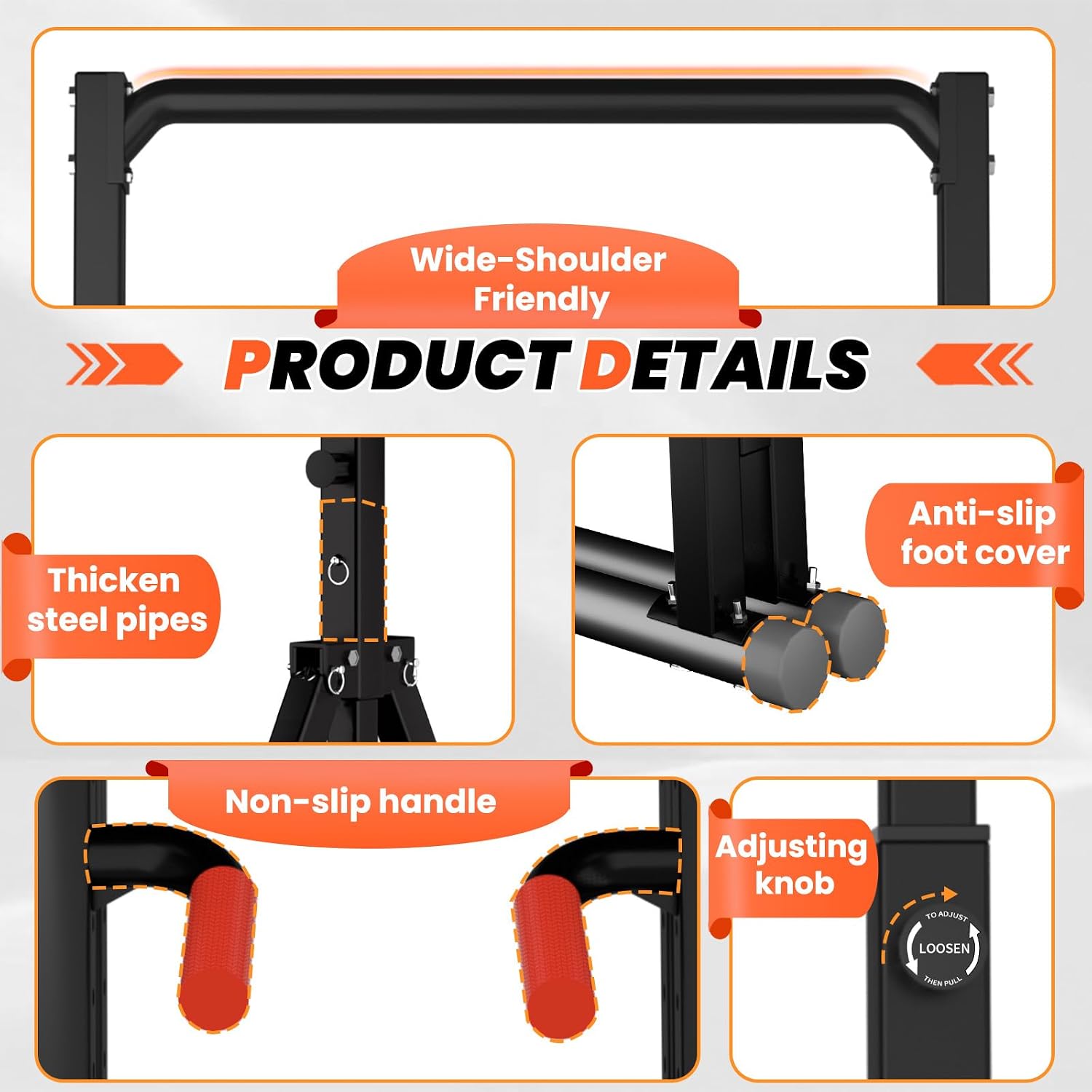 WATBKHE Power Tower Pull Up Dip Station Foldable, Pull Up Bar Station Adjustable, Multi-Function Home Gym, Strength Training Fitness Equipment, Triangular Design, for Home Outdoor