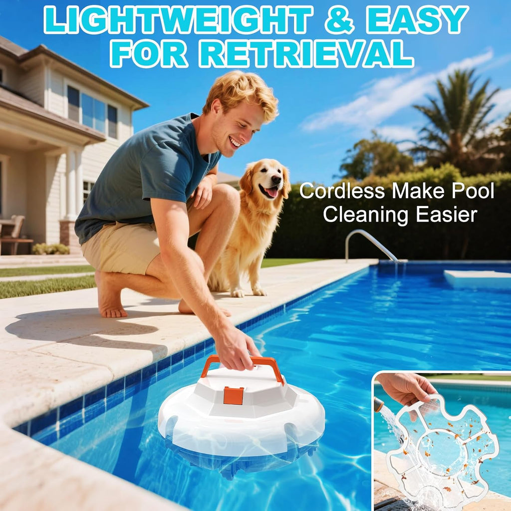 2026 Cordless Robotic Pool Cleaner, Pool Vacuum for Above Ground Pool with 120 Mins Runtime, Auto-Parking Robot Pool Cleaner for Inground Flat Pools Up to 1000 sq.ft