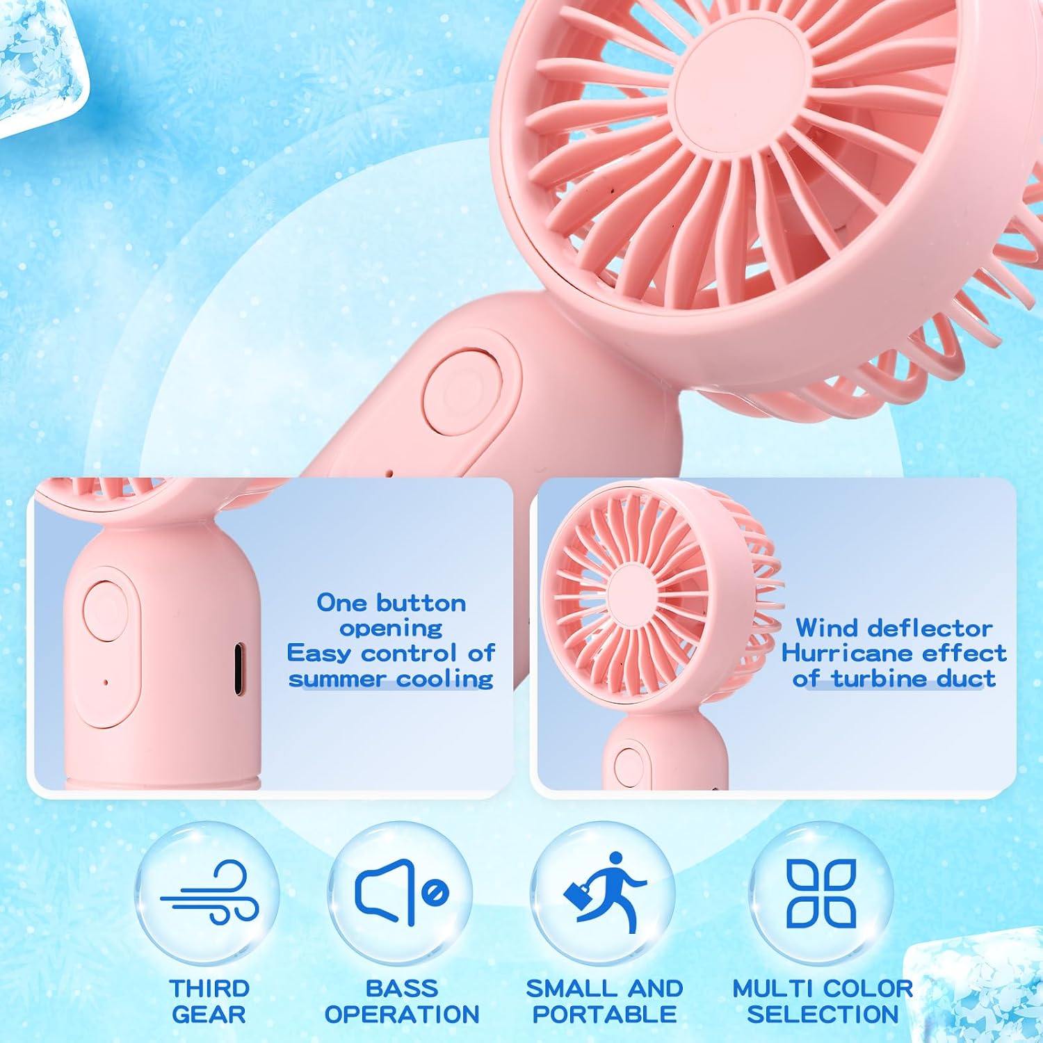 Rossesay 36 Pack Mini Portable Fan Bulk for Travel 3 Speeds, Rechargeable USB Battery Operated, Small Handheld Personal Eyelash Fans for Women Men Indoor Outdoor (Pink Blue Purple)