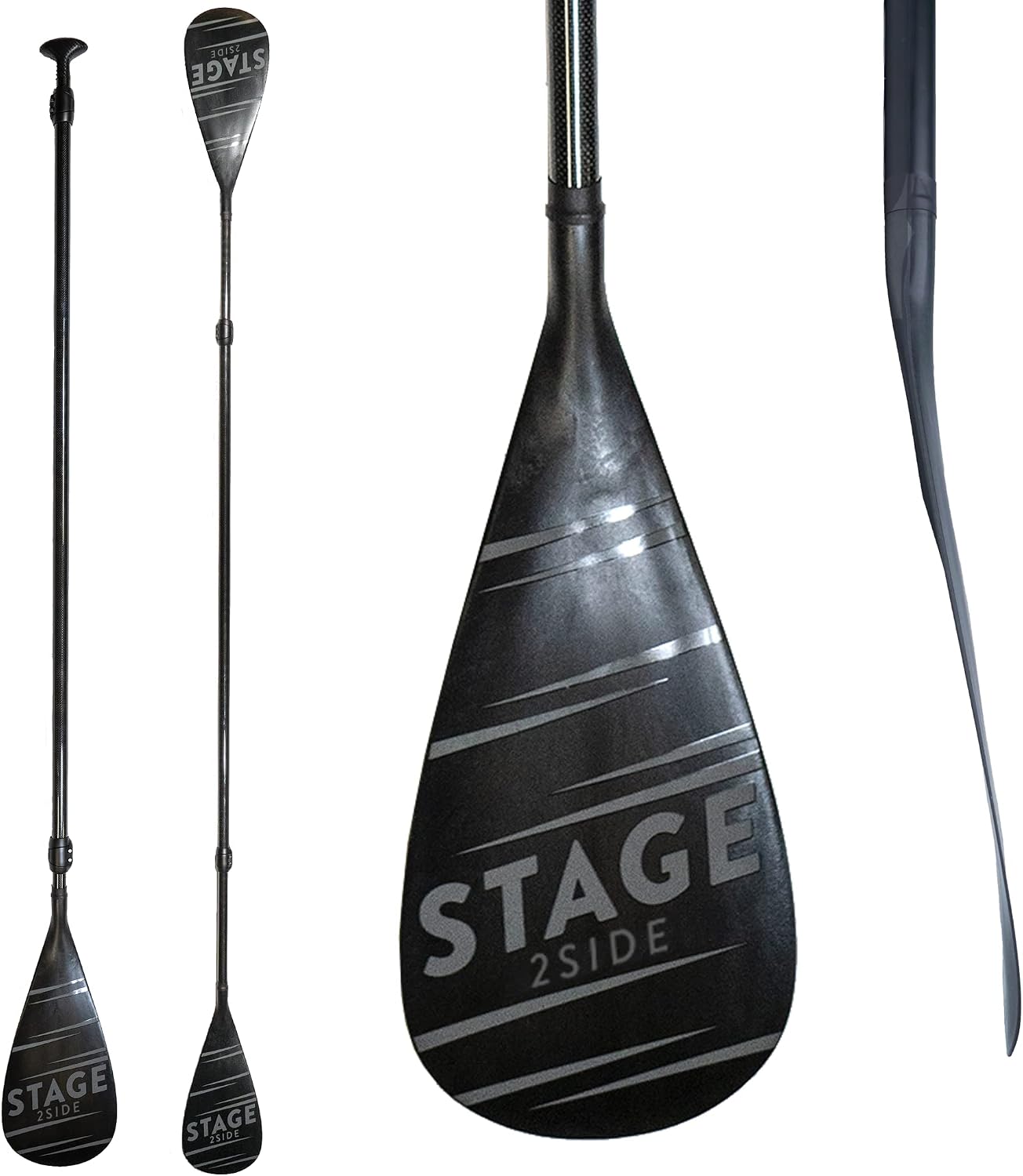 Stage 2Side Double Bladed Paddleboard Paddle - 60% Carbon Fiber | PP+F Blades