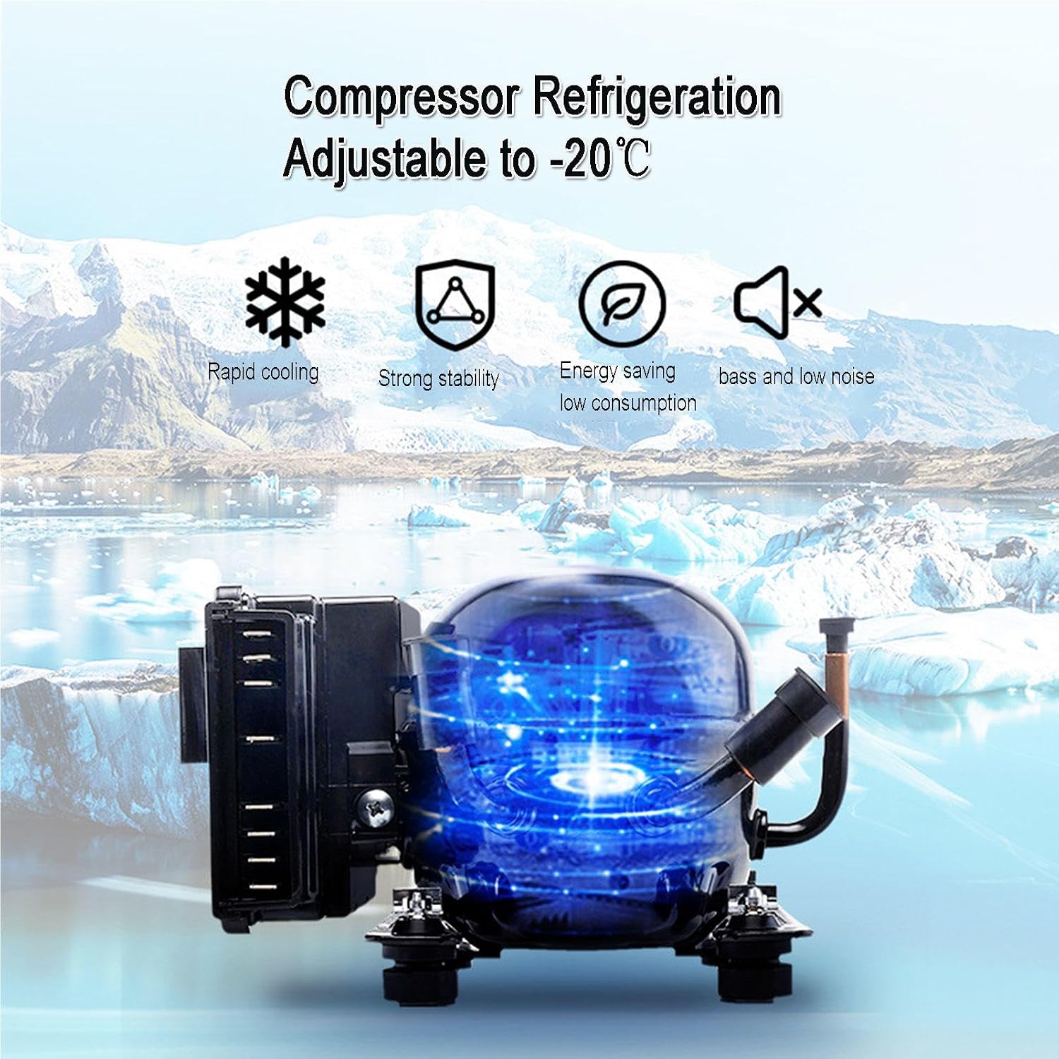 Car Refrigerator, Portable Freezer Compressor Cooler 15Liter Capacity Electric Coolers with 12V/24V DC & 220V AC for Car, RV, Truck, Van, Boat Camping, Travel, Fishing Outdoor,8L