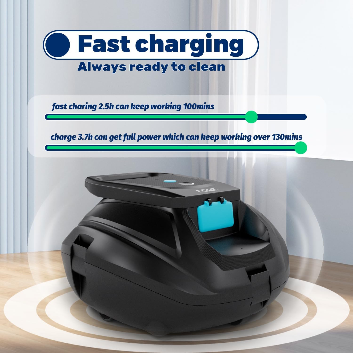 SP1 Cordless Robotic Pool Cleaner, Pool Robot, Floor Only Automatic Pool Vacuum for Cleaning Above-Ground Flat-Bottom Swimming Pools up to 860 sq.ft, 2.5h Fast Charging, 120 Mins Runtime