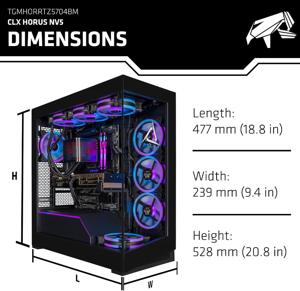 CLX Horus Gaming PC - AMD Ryzen 9 9950X3D 4.3GHz, GeForce RTX 5080, 360mm Tryx AIO, 96GB DDR5 RGB Memory, 4TB 990 EVO M.2, WiFi, Win 11 Home, Black, AI-Accelerated