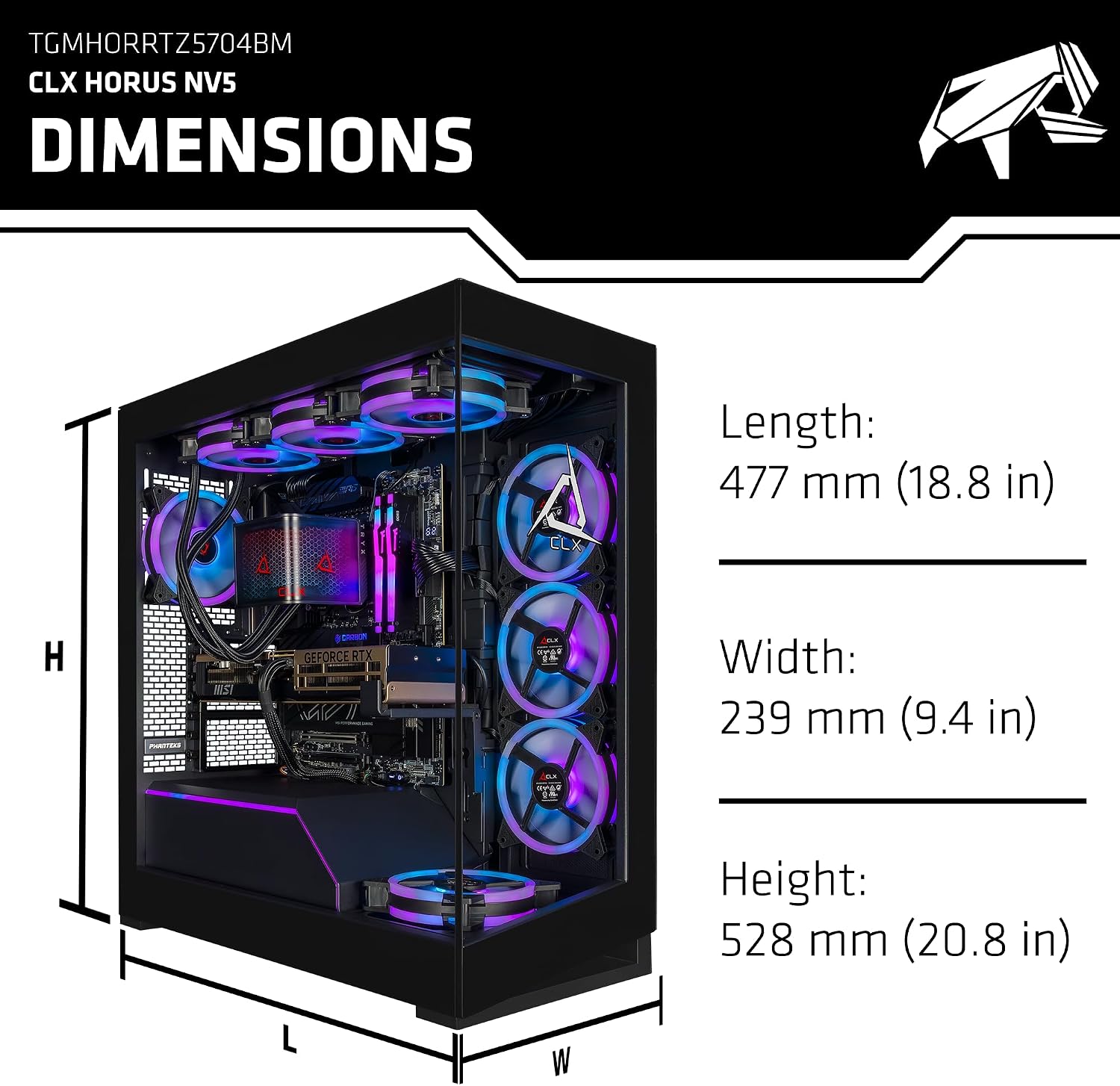 CLX Horus Gaming PC - AMD Ryzen 9 9950X3D 4.3GHz, GeForce RTX 5080, 360mm Tryx AIO, 96GB DDR5 RGB Memory, 4TB 990 EVO M.2, WiFi, Win 11 Home, Black, AI-Accelerated