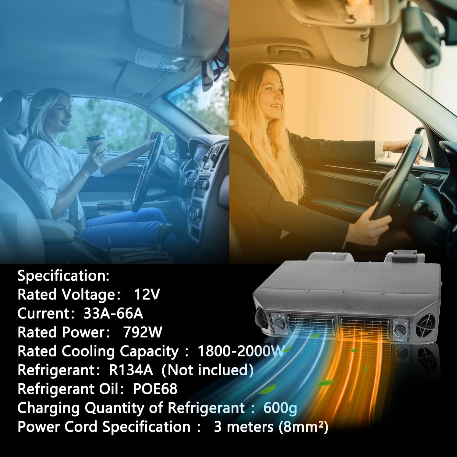 10000BTU Electric Air Conditioner 12v Under Dash air conditioning Kit 12 volt universal car ac system Fit for Van Auto RV Truck Motorhome Boat Bus Heating and Cooling