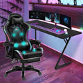 Ergonomic Racing Chair for Adults with LED Light High Back Gaming Chair with Massage and Speakers 360° Swivel Rocking Gamer Chair with Footrest for Office and College Dorm Essentials,Black…