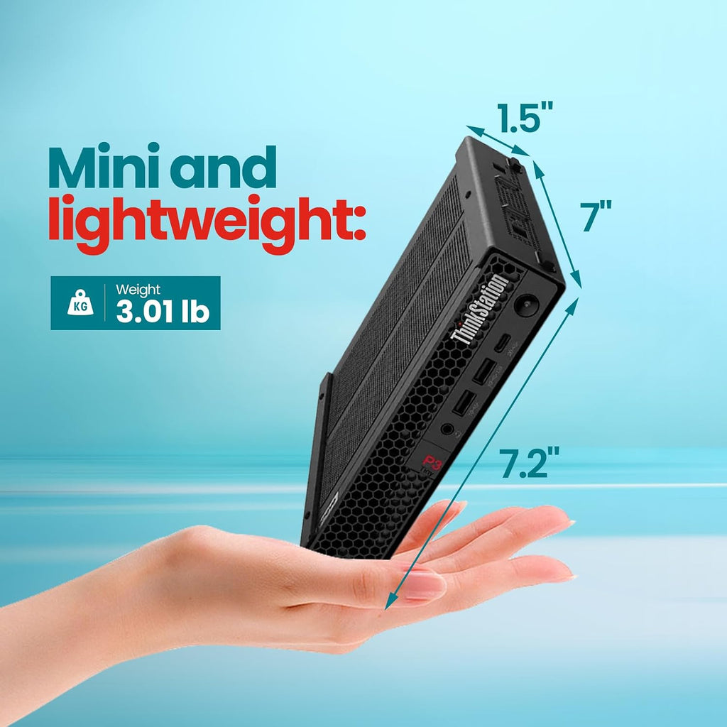 Lenovo ThinkStation P3 Tiny Mini Desktop Workstation, Intel Core i5-14500 Vpro, 16GB DDR5 RAM, 1TB NVMe SSD, Win 11 Pro,Wi-Fi 6 Mini PC Workstation for Engineering，Business，Office