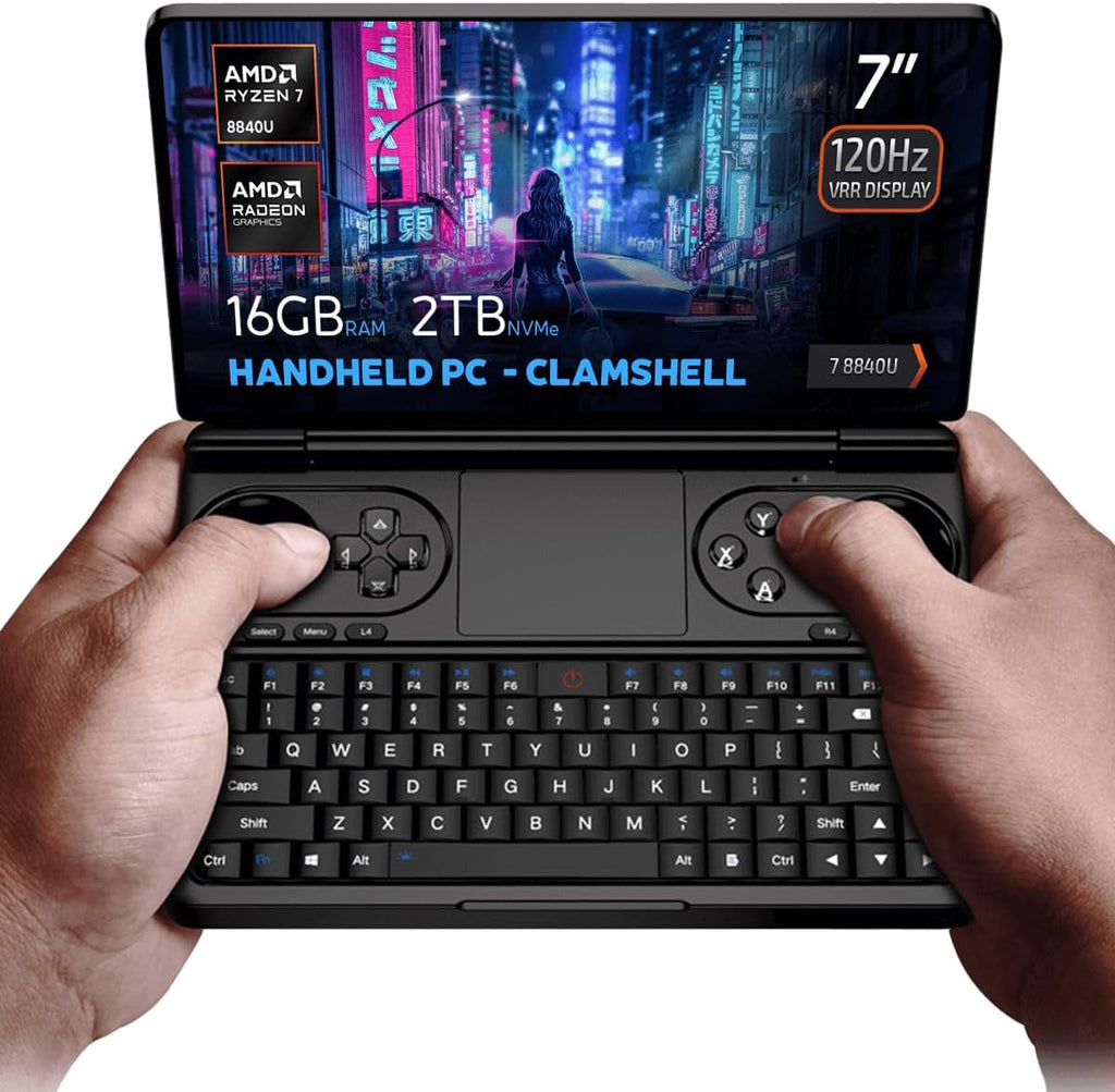 GPD Win Mini 2025 Handheld Gaming PC, AMD Ryzen 7 8840U, 8C/16T up to 5.1GHz, Radeon 780M GPU, 16GB LPDDR5X RAM, 2TB NVMe SSD, 7' 1080p 120Hz Touchscreen, Wi-Fi 6E Bluetooth 5.3