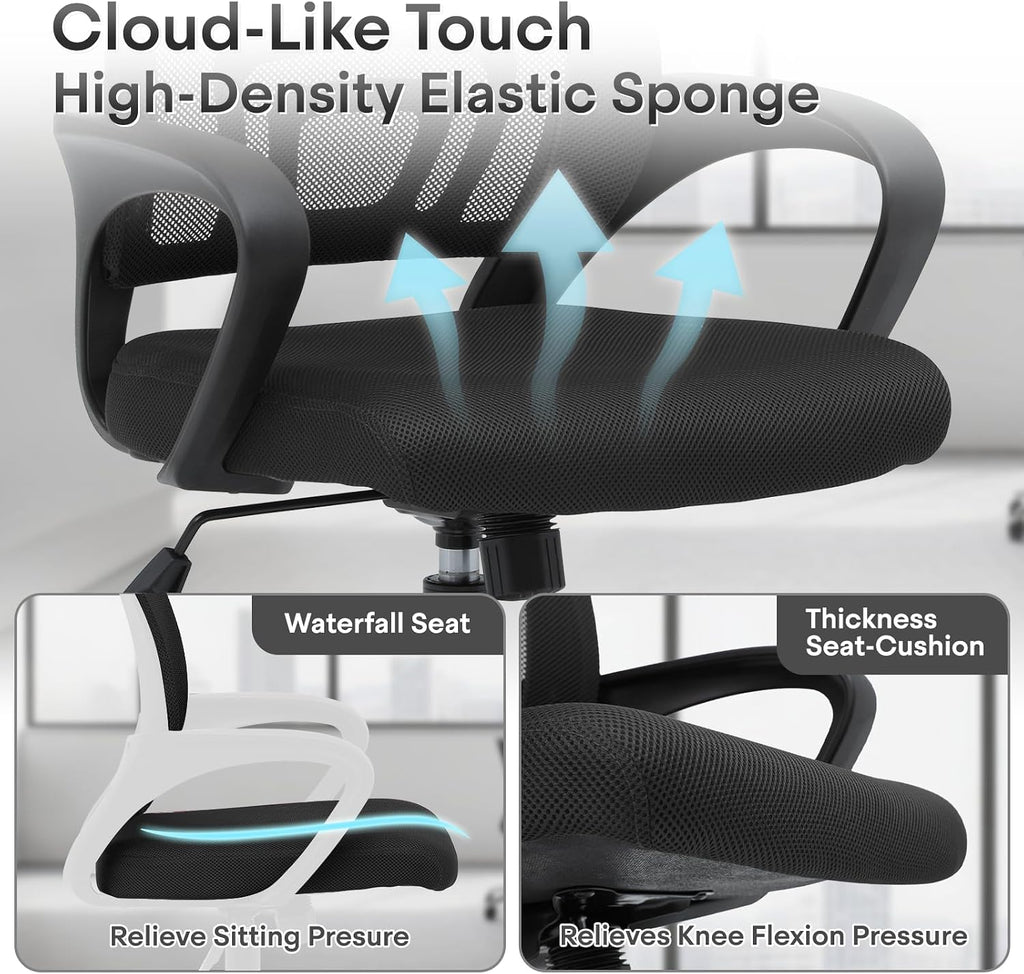 Ergonomic Office Chair 24P - 330Lbs, Breathable Mesh Computer Desk Chair with Lumbar Support & Armrest, Rolling Swivel Adjustable Tilt Lock for Home Office/Gaming, Bedroom Study