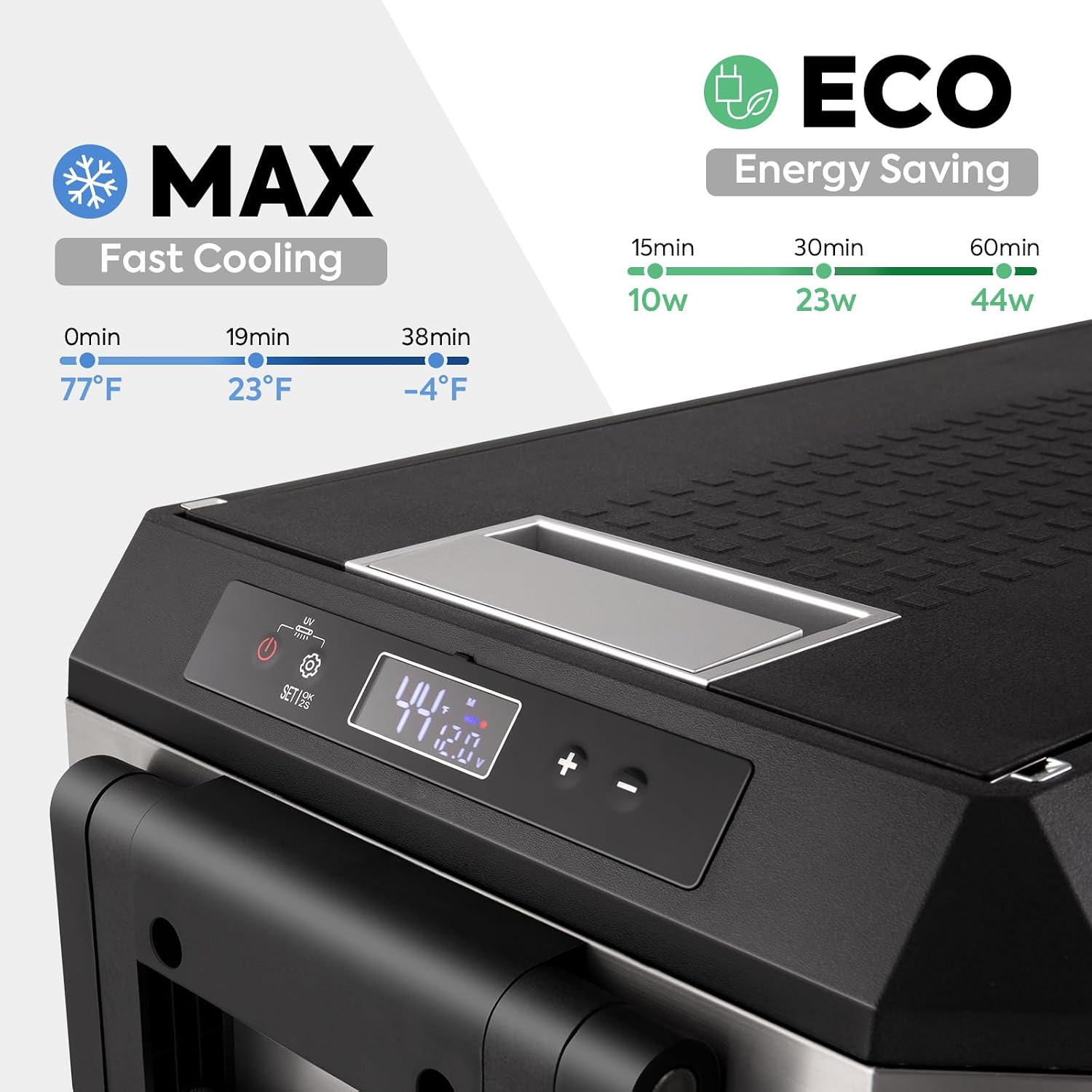 ICECO JP40 Pro 12 Volt Refrigerator Freezer, Portable Fridge with SECOP Compressor, -4°F to 68°F, DC 12/24V, AC 110/240V, Car Freezer for Camping, Outdoor, with Multi-Directional Lid
