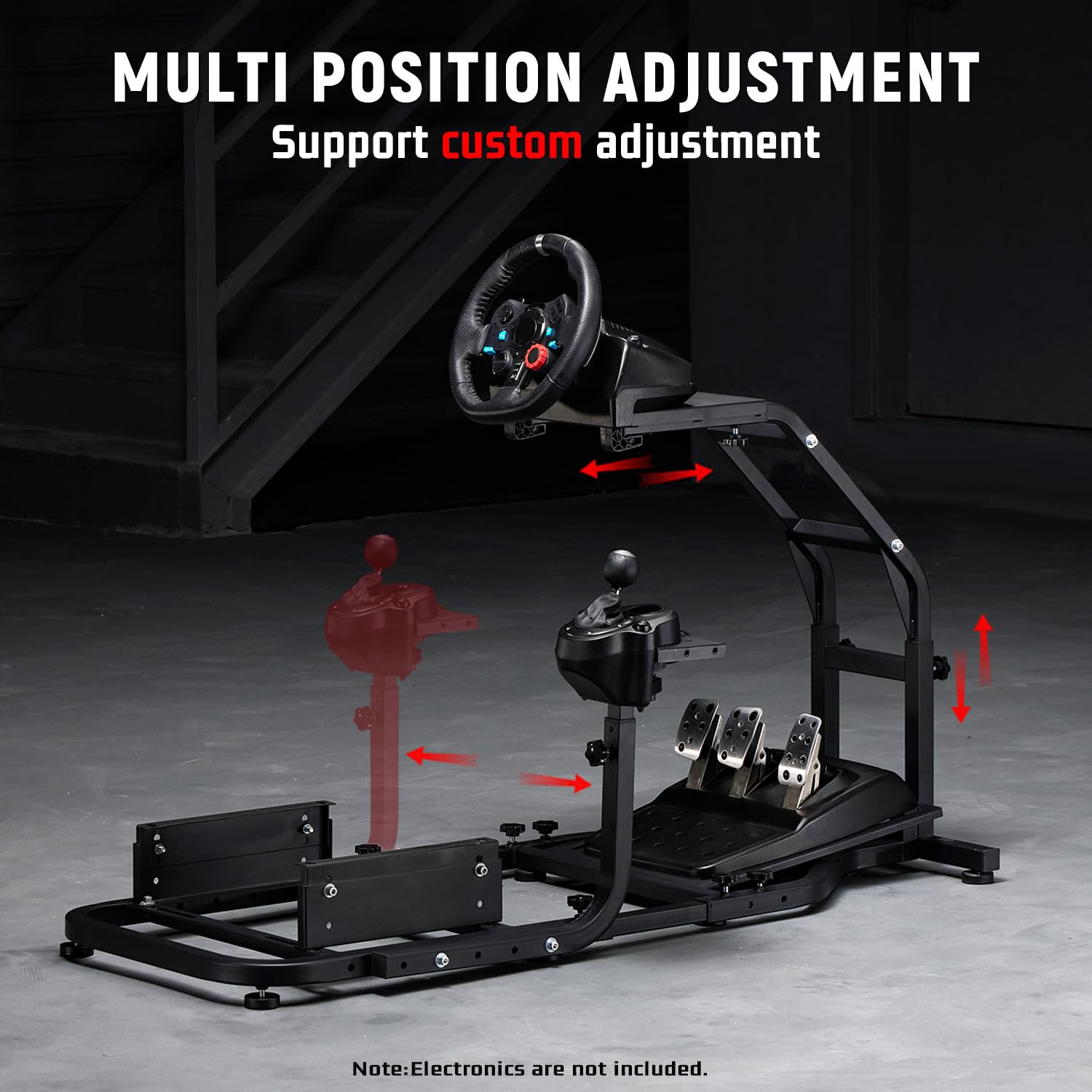 Dardoo Racing Simulator Cockpit Gaming Frame Fit for Logitech G27 G29 G920 G923,for Thrustmaster T300,for Fanatec,Adjustable Driving Steering Wheel Stand,Not Included Wheel, Pedal and Seat