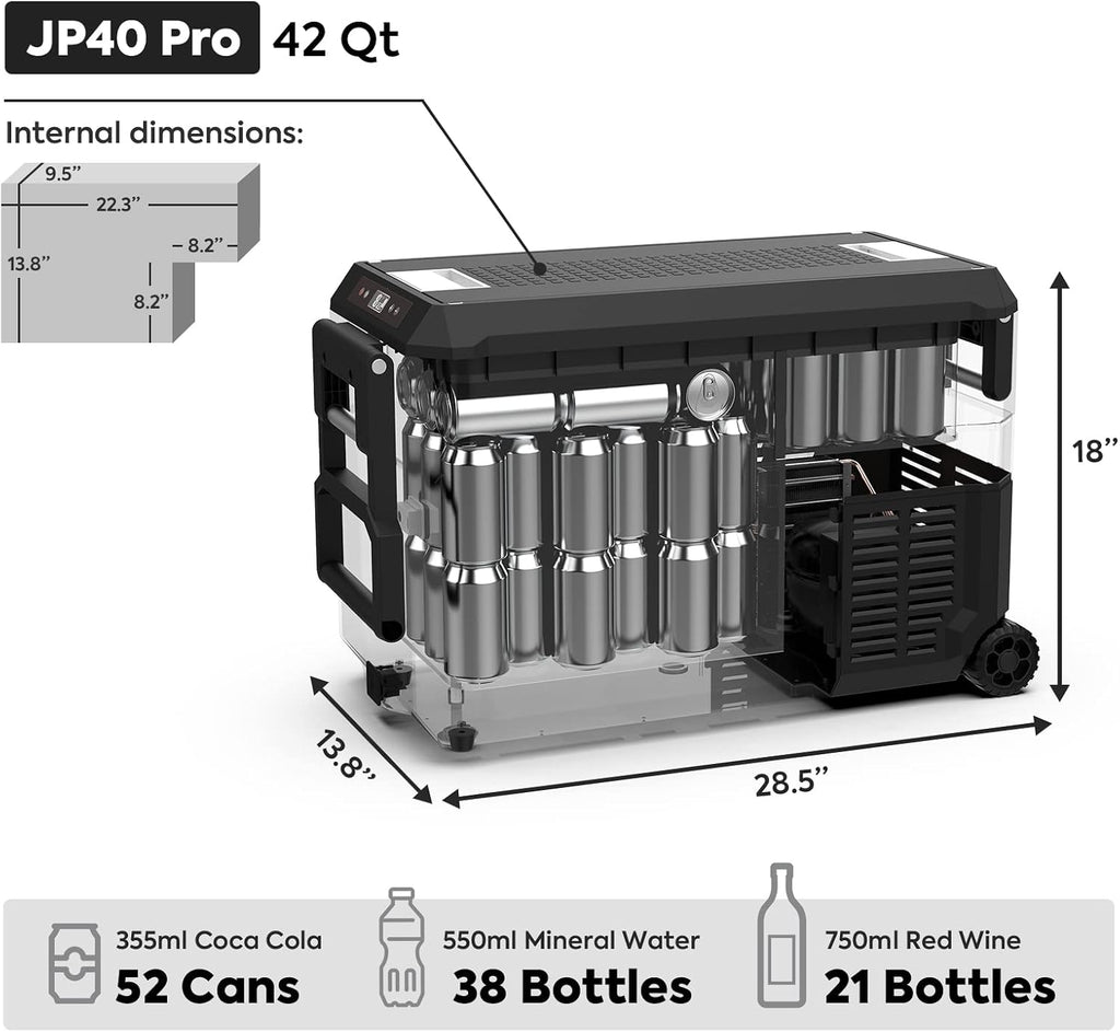 ICECO JP40 Pro 12 Volt Refrigerator Freezer, Portable Fridge with SECOP Compressor, -4°F to 68°F, DC 12/24V, AC 110/240V, Car Freezer for Camping, Outdoor, with Multi-Directional Lid