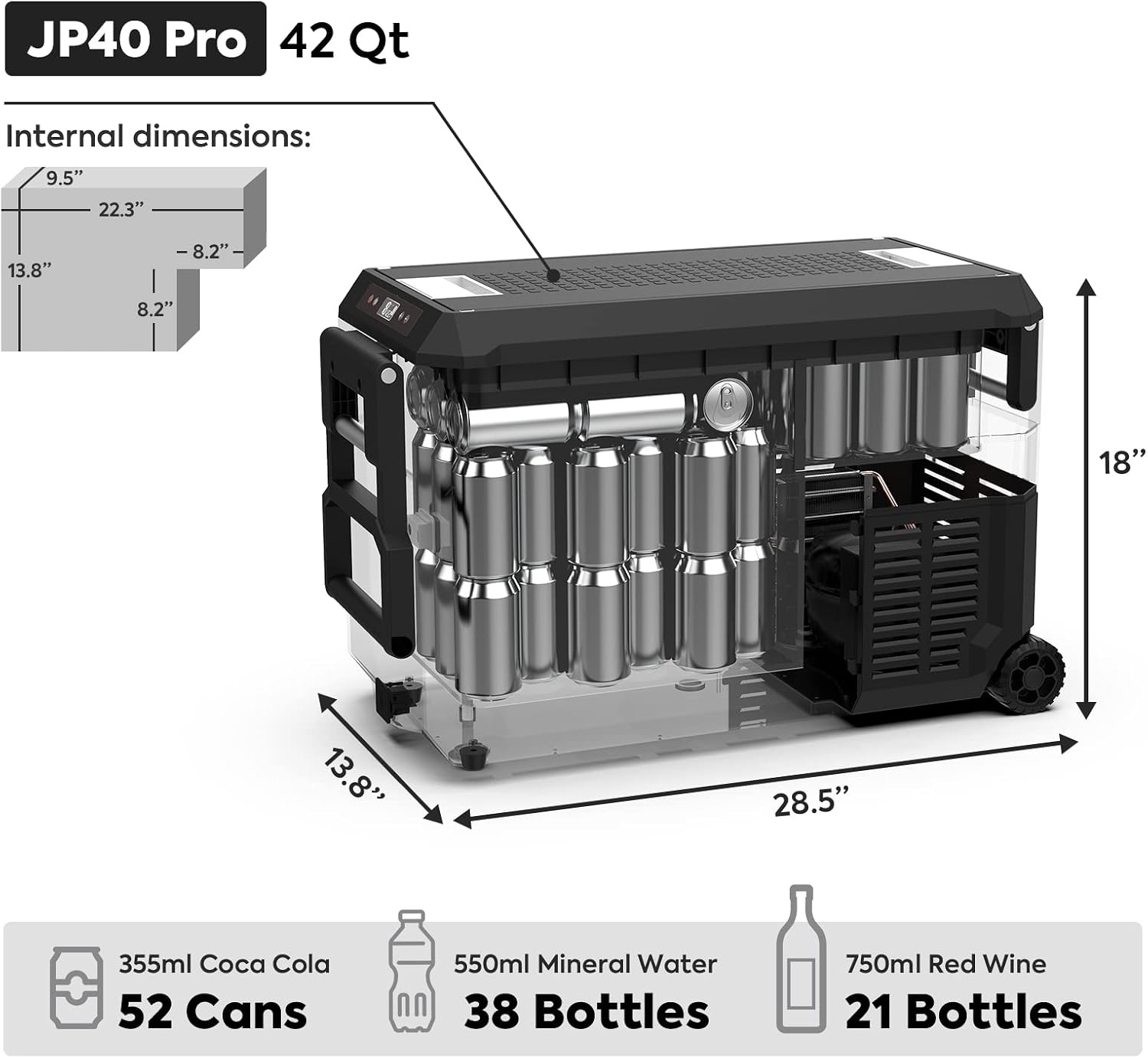 ICECO JP40 Pro 12 Volt Refrigerator Freezer, Portable Fridge with SECOP Compressor, -4°F to 68°F, DC 12/24V, AC 110/240V, Car Freezer for Camping, Outdoor, with Multi-Directional Lid