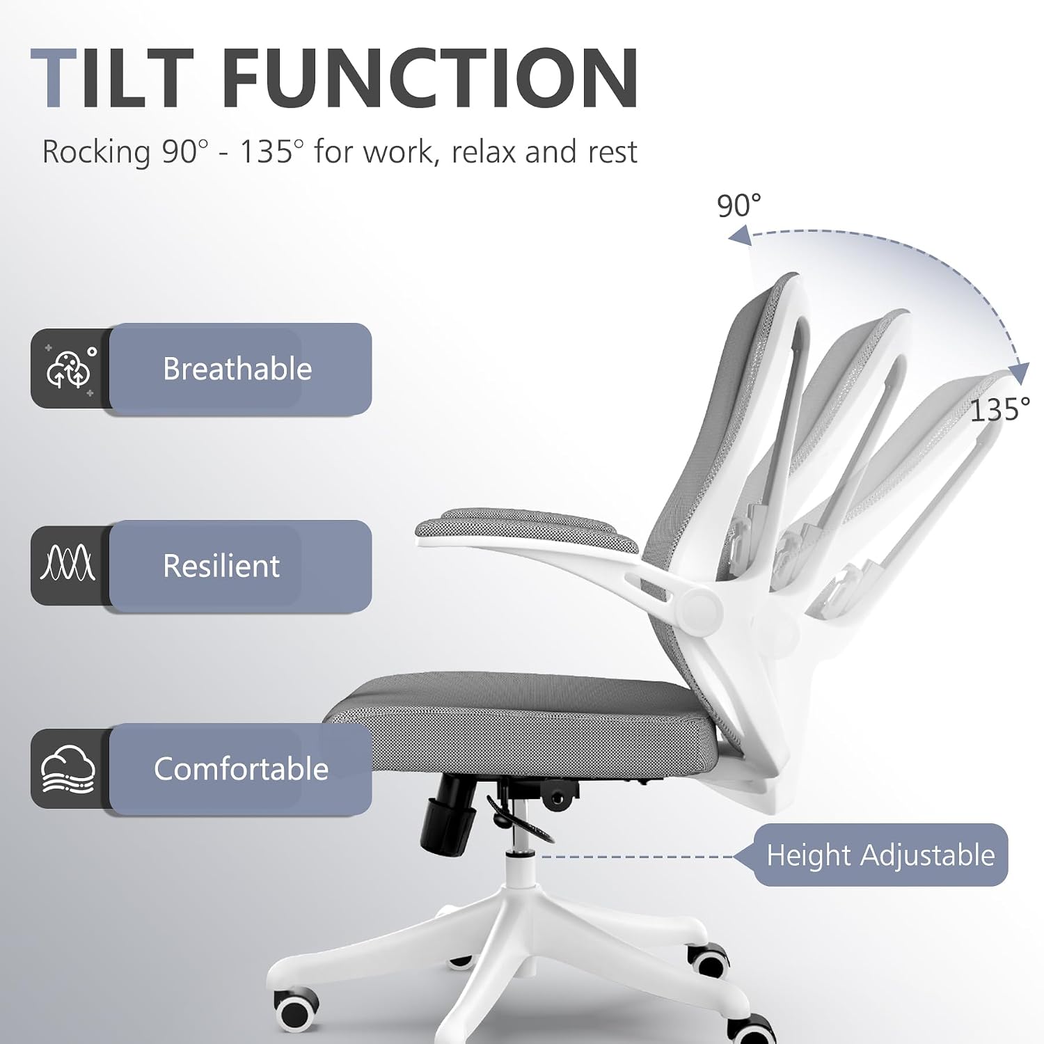 balmstar Ergonomic Office Chair Desk Chair - Mesh Computer Chair with 360° Swivel Wheels, Adjustable 90-130° Recline & Lumbar Support for Home Office, Supports up to 350lbs