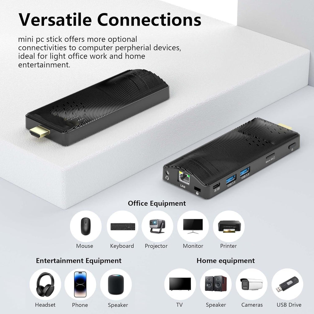 Mini PC Stick, Pentium N4200 4GB 64GB eMMC, Fanless Mini Desktop, Support 4K Monitor Output @30Hz, 1080P Streaming, Gigabit Ethernet, WiFi BT 5.0, USB3.0 x2 for Business/IOT/Home