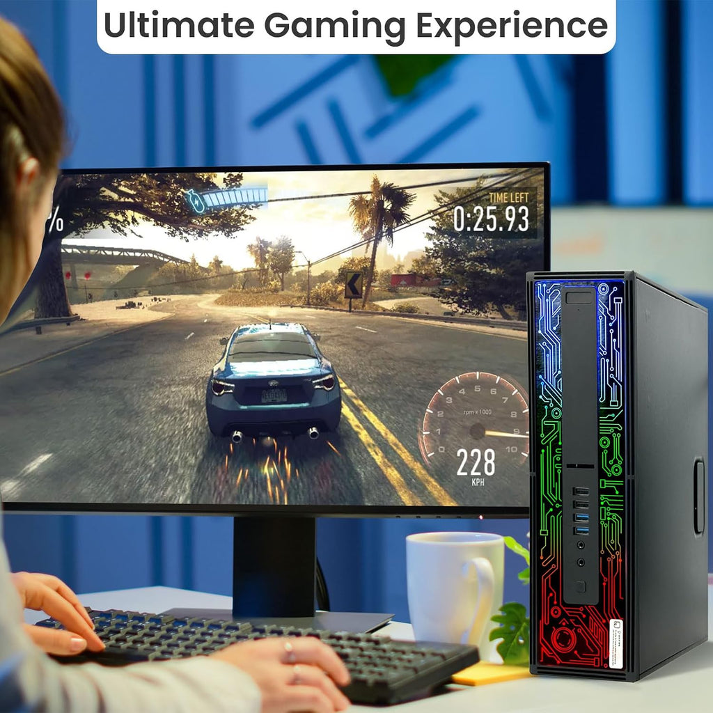 HP G2 RGB Gaming Desktop PC – Intel i7 6th Gen Processor – 16GB Ram – 1TB SSD – NVIDIA GeForce GTX 1050 Ti DDR5 – New 24-inch Monitor – Wi-Fi – Windows 11 Pro (Renewed)