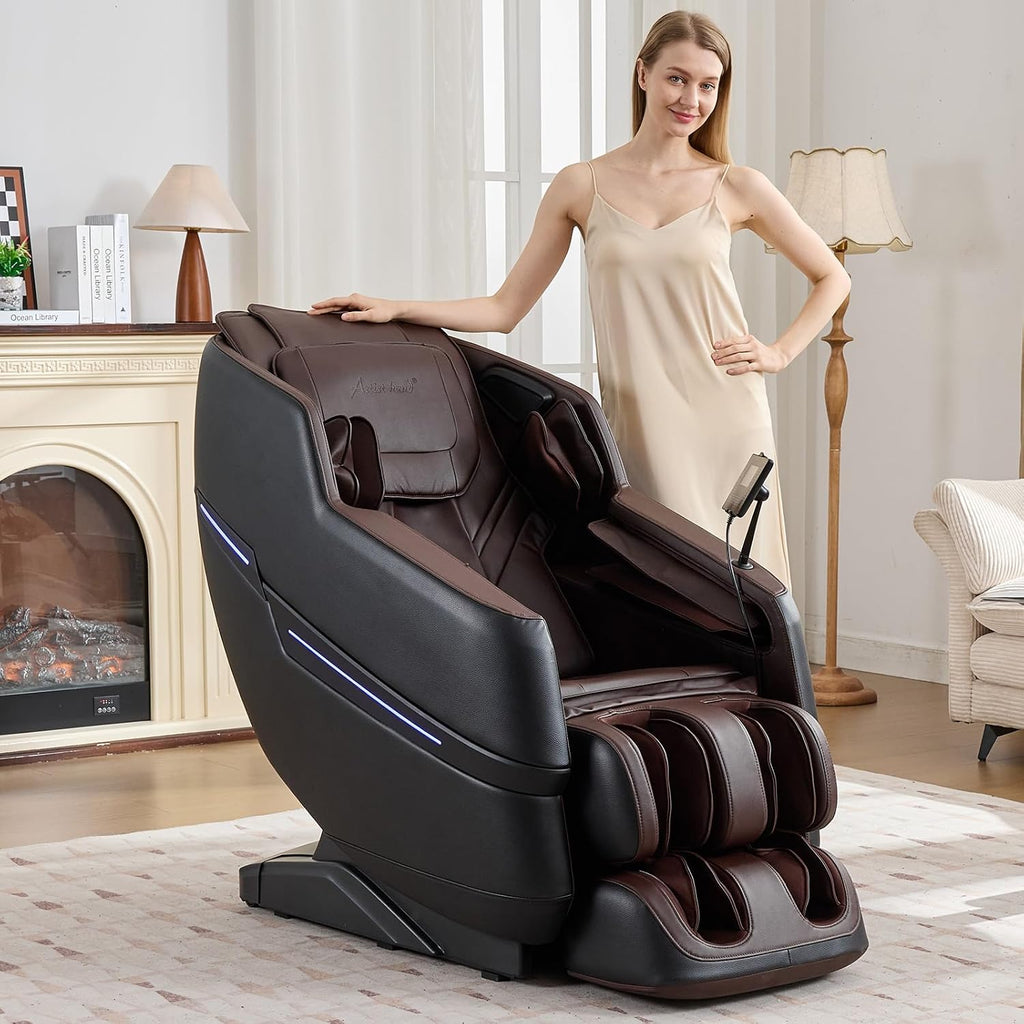 Artist hand Massage Chair Full Body, 2026 Zero Gravity Massage Chair Recliner, 8 Fix Rollers, 6 Modes, Bluetooth Speakers, Foot Roller Massage, Waist Heating, Full-Body Airbags, Brown/Black