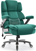 VUZI 700LBS Large Heavy Duty Office Chair with 3D Flip Arms, Big and Tall Plus Size Fabric Executive Desk Chairs, High Back Extra Wide Computer Chair with Adjustable Lumbar Support, Sturdy Metal Base