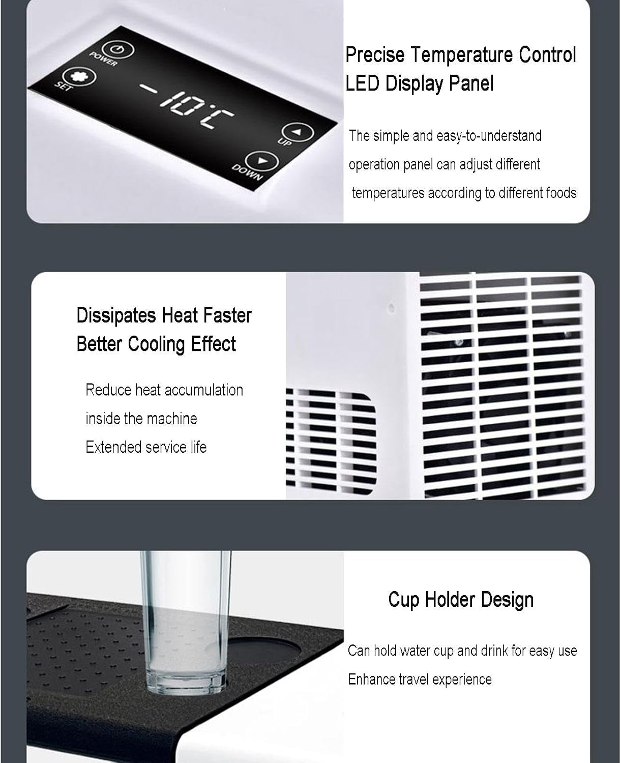Car Refrigerator, Outdoor Compressor Car Refrigerator Portable Freezer Fridge 12V/24/V Electric Coolers for Truck Van RV Camper SUV Travel Camping Road Trips