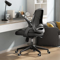 Hbada Office Desk Chair with Flip-Up Armrests and Saddle Cushion, Ergonomic Office Chair with S-Shaped Backrest, Swivel, Mesh, Black