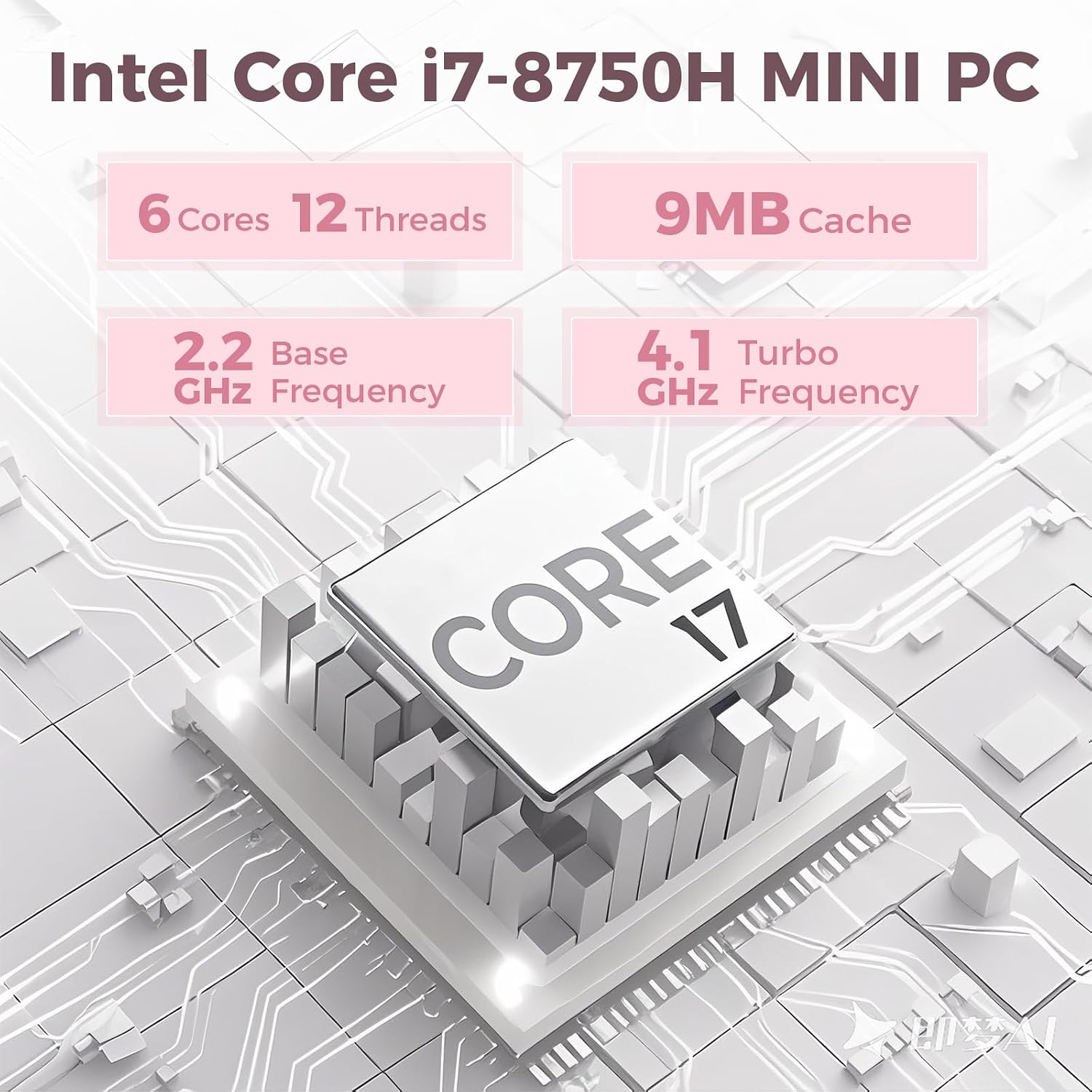 Mini PC, Intel Core i7-8750H(8C/16T up to 4.1GHz), GeForce GTX 1050 3G Discrete Graphics Mini Computer with RGB Lights, 16GB DDR4 RAM, 512 NVMe SSD, 2X HDMI + Type- C, WiFi6 BT5.2, Win 11 Pro, White
