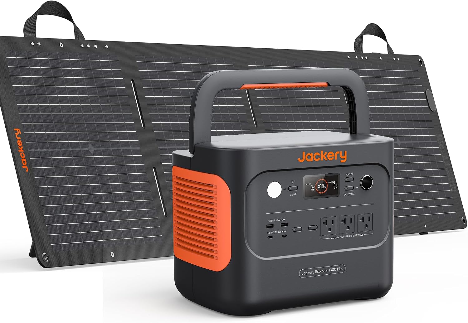 Jackery 1000 Plus Solar Generator, 1264Wh Portable Power Station with 100W Solar Panel, 2000W Output Backup Power for Outdoor Camping, Power Outages(Renewed)