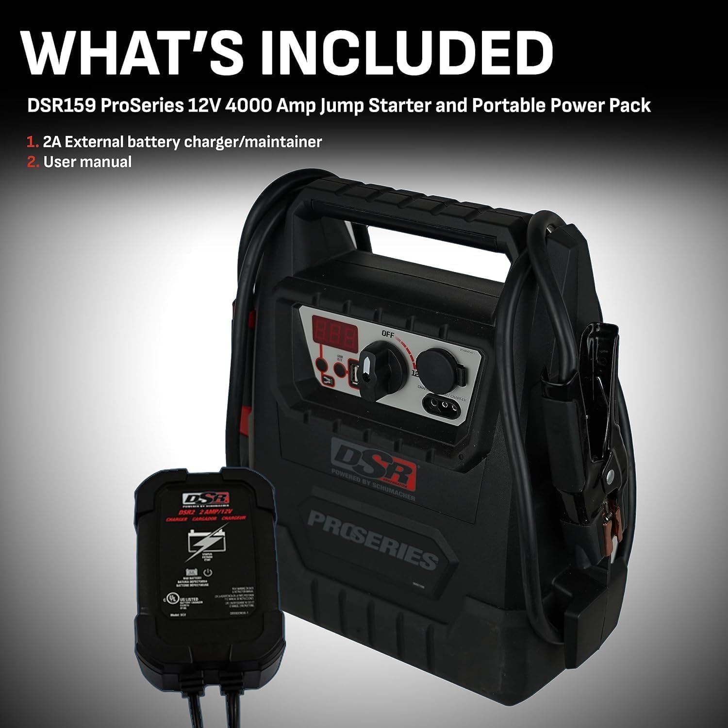 Schumacher Electric DSR ProSeries Car Battery Jump Starter, Maintainer & Portable Power Station - 12V 4000 Peak Amps & 700 Cranking Amps - With DC & USB Charging Ports - DSR159
