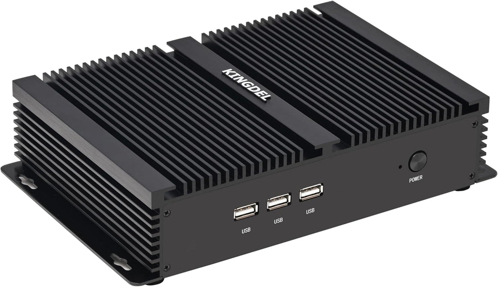 KINGDEL Mini PC Gaming, Fanless Small Desktop Computer with i7 12th Gen. CPU, 4K 4096x2304, WF 6E + BT 5.3, HD Port, VGA, 32GB DDR4 RAM, 512GB NVMe SSD, 2xCOM RS232, Full Metal Case