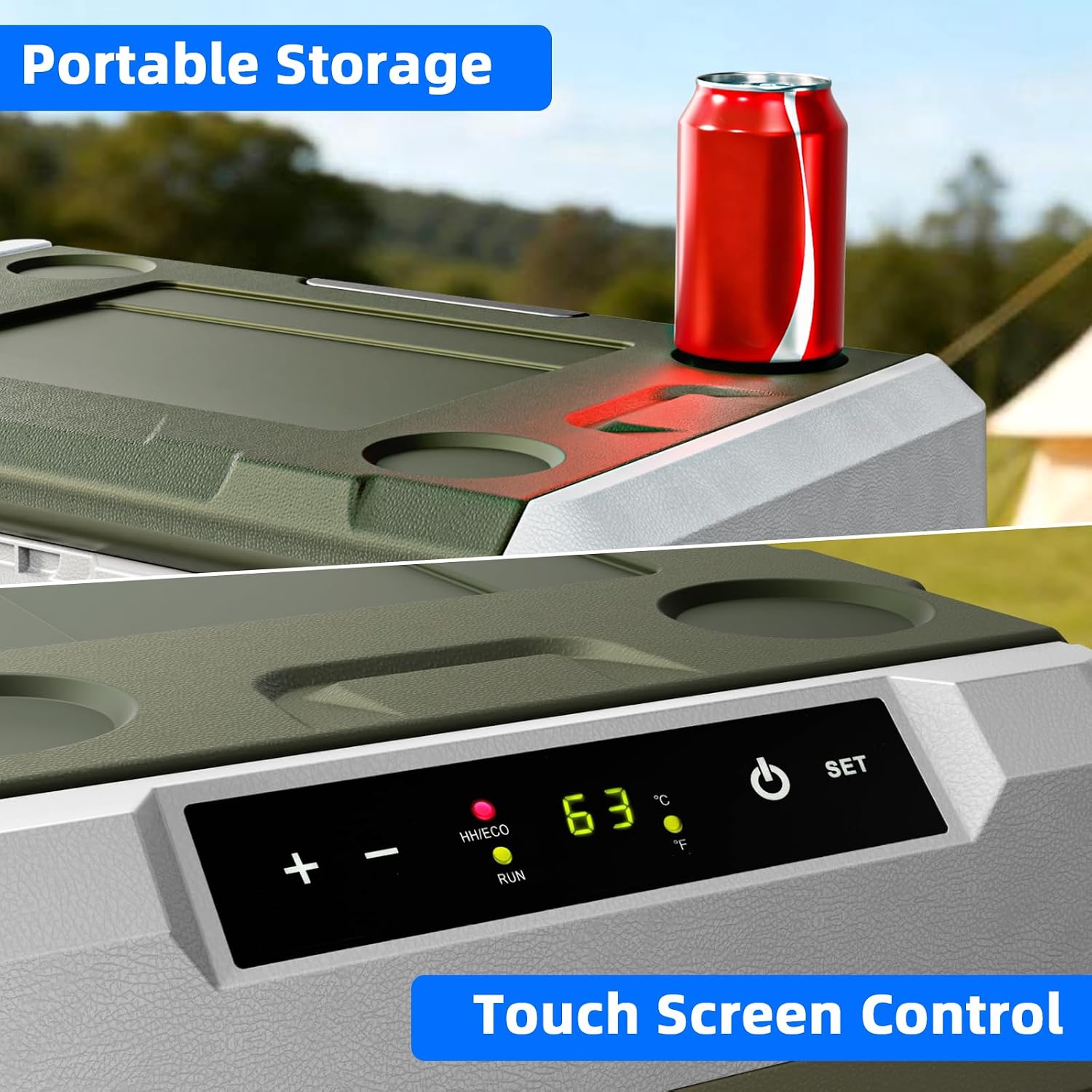 Antarctic Star 12 Volt Refrigerator 53QT(50L) Compressor Electric Cooler, Car Fridge -4℉~68℉, Portable Freezer 12V/24V DC 100-240V AC, 12V Cooler with Wheels & Handle for Travel,Camping,Truck, Green