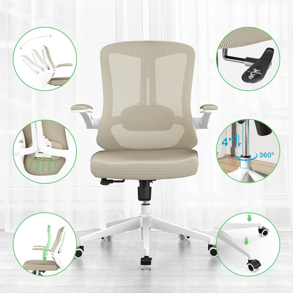 balmstar Office Chair Desk Chair, Ergonomic Mesh Computer Chair with 90-130° Recline & 360° Smooth-Rolling Casters, Adjustable Lumbar Support Task Chair for Home Office, Comfortable for Women, Teens