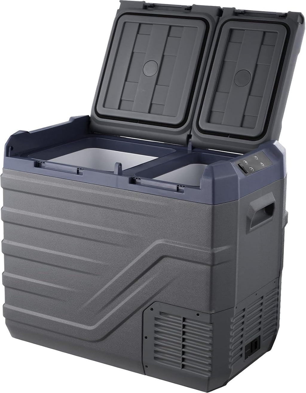 Happybuy 40L Car Refrigerator, 12V Dual Zone Fridge, Portable Freezer, -4℉-68℉ Adjustable Range, 12/24V DC & 100-240V AC Compressor Cooler for Outdoor, Camping, RV