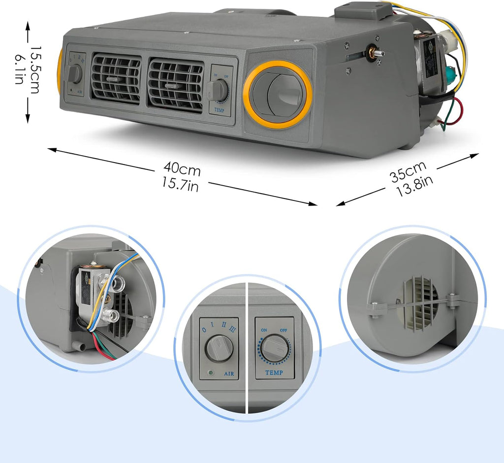 12V car electric air conditioning unit DC air conditioning kit, applicable to electric A/C systems of cars, pickup trucks, RV, trucks, agricultural vehicles, excavators, etc (Voltage 12V)