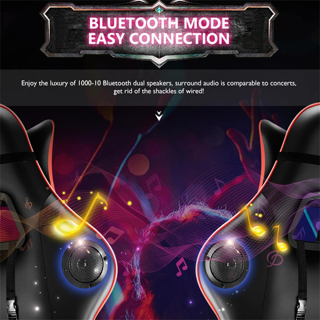 Gaming Chair Massage with Footrest, RGB Gaming Chair with Speakers Video Game Chair with Headrest and Lumbar Support Backrest Adjustable Reclining Gamer Chair