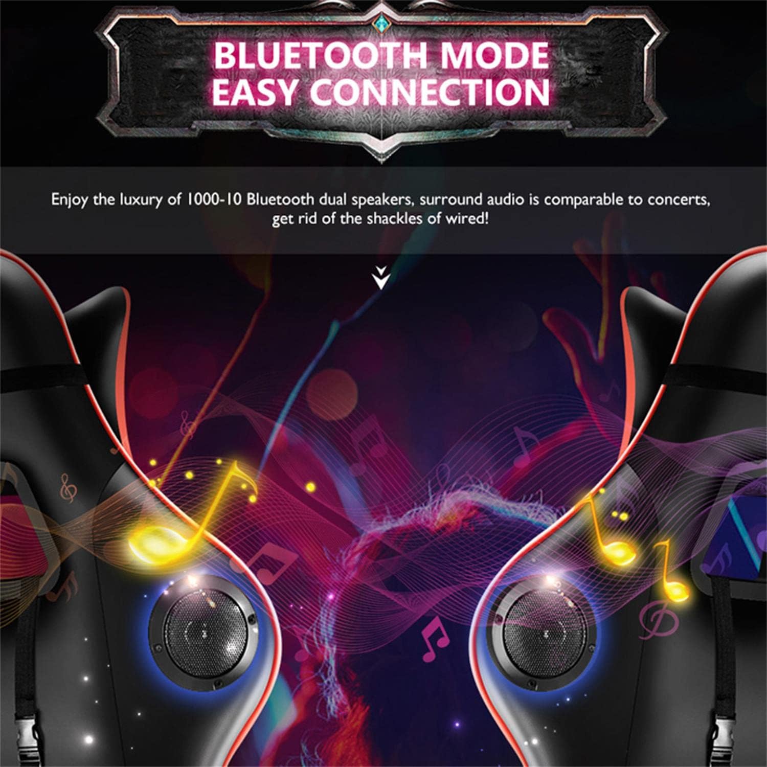 Gaming Chair Massage with Footrest, RGB Gaming Chair with Speakers Video Game Chair with Headrest and Lumbar Support Backrest Adjustable Reclining Gamer Chair