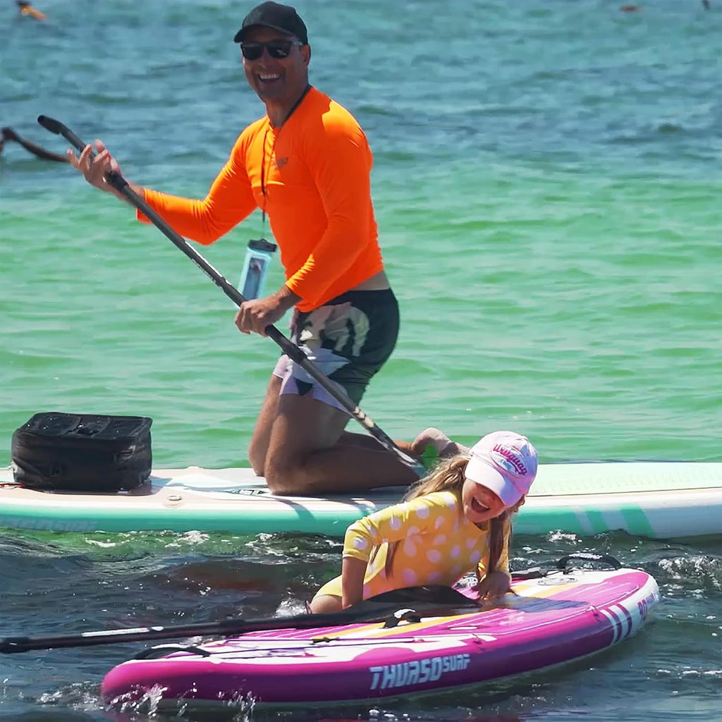 THURSO SURF Prodigy Junior Kids Inflatable SUP Stand Up Paddle Board 7'6 x 30'' x 4'' Two Layer Includes Adjustable Carbon Shaft Paddle/3 Fins/Leash/Duffle Bag/NO Pump Included