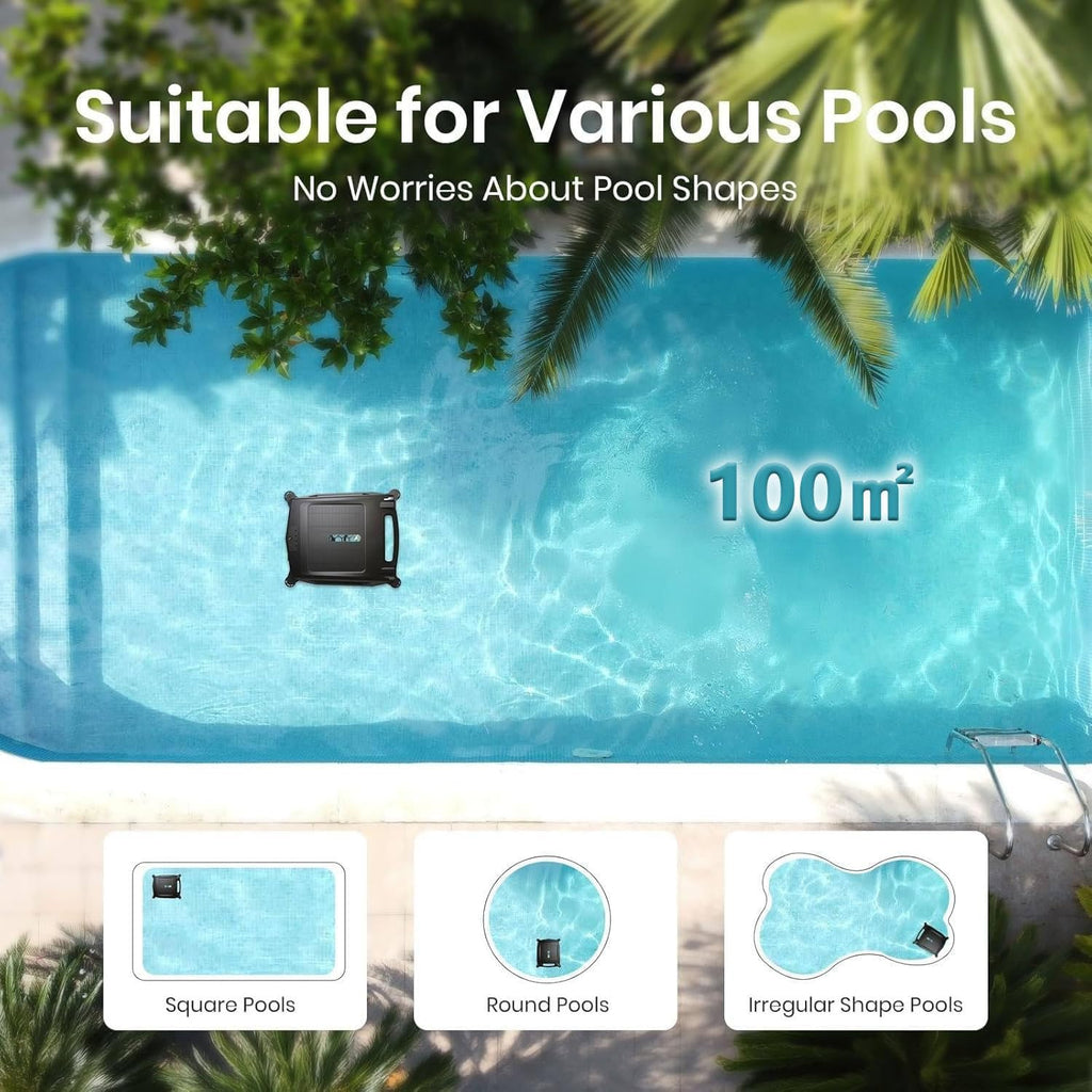 Automatic Pool Cleaning Robot, Pool Skimmer Cleaner Robot, with Dual Charging Options, Auto Obstacle Avoidance and Escape Function, Auto Obstacle Avoidance, 3.4L Large Capacity