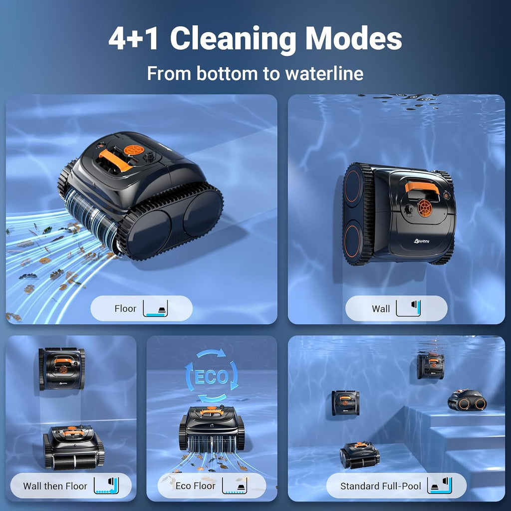 Pool Vacuum for Inground Pools, 4-in-1 Cordless Robotic Pool Cleaner for Above Ground Pools,Triple-Motors,Wall & Waterline Cleaning, App Support, OTA Upgrade up to 1,614 Sq.ft