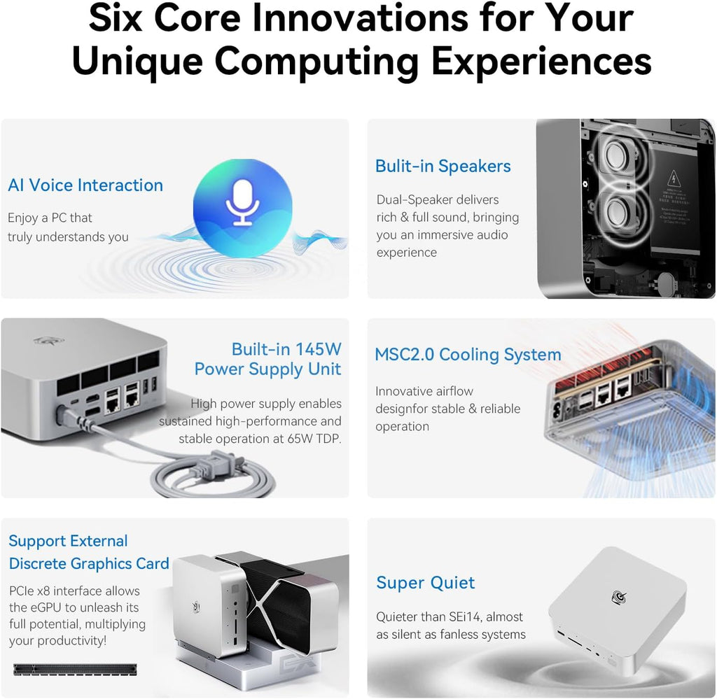 Beelink GTi14 Mini PC, Intel Ultra 9 185H (up to 5.1GHz) 16C/22T, Mini Computer 32GB DDR5 1TB PCIe4.0 SSD, Triple Display HDMI&DP/Thunderbolt 4/WiFi6/BT5.2/NPU/4K 60Hz/Support AI/W-11 Pro