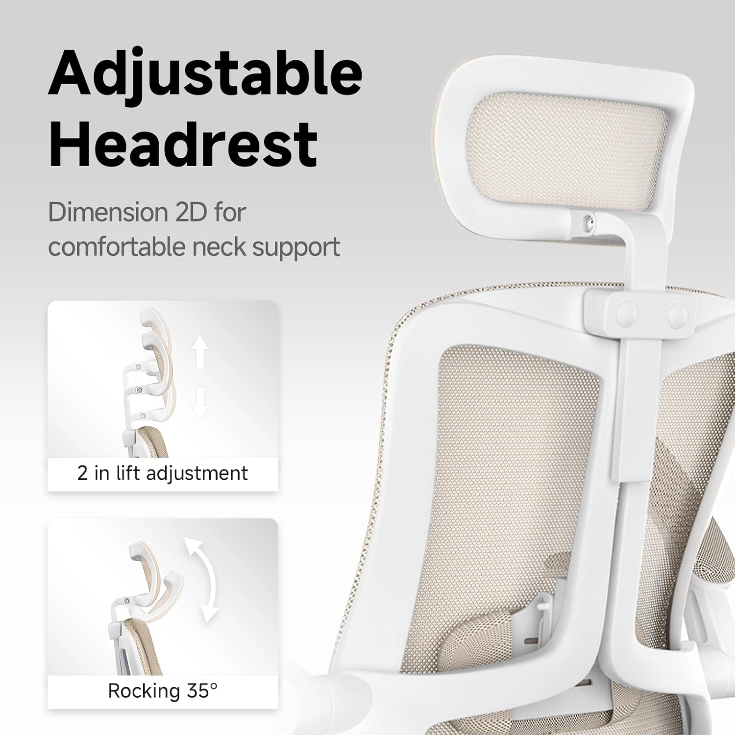 Ergonomic Office Chair with Adjustable Lumbar Support & Flip-Up Armrests - High Back Computer Desk Chair with Thickened Seat Cushion, Rolling Wheels for Home/Office Study Work (07khaki)